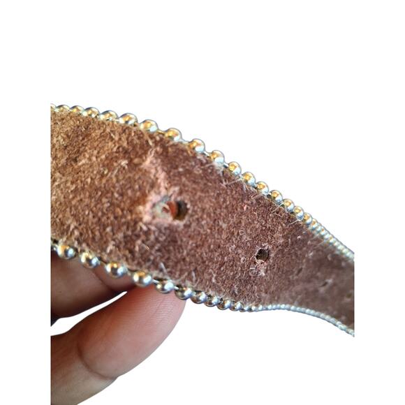 Nacona Leather Girls size 22 Western Rhinestone Bling Leopard Print Cowgirl Belt - Picture 9 of 10